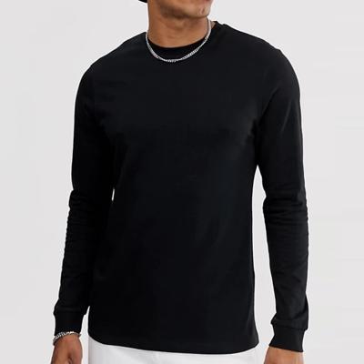 China Good Quality 95% Cotton 5% Spandex Anti-Shrink Mens Longsleeve T-shirts Custom Black T-Shirts for sale