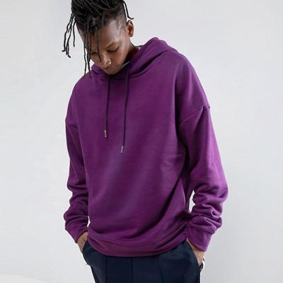 China Wholesale Custom Purple Oversized 100% Cotton Plain Sweatshirt High Quality Anti Shrink Hoodies Men's Hoodies for sale