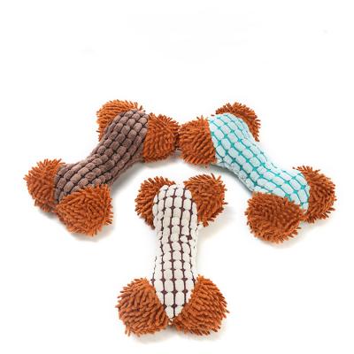 China Promotion Gift Maker Unique Design Bone Interactive Plush Chew Dog Squeaky Toys for sale