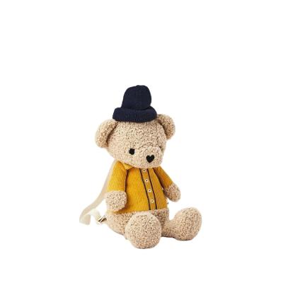 China Promotion Stuff Dress Clothes Lambswool Brown Plush Teddy Bear Bag for sale