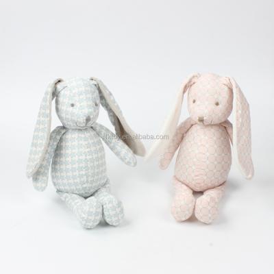 China Cute Gift Plush Printing Rabbit Doll Toy With Long Ears For Baby Gift for sale