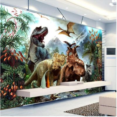 China Waterproof+ECO-Friendly 3D Low Price Cartoon Dinosaur Cartoon Bedroom Wallpaper Wall Mural For Kids Room for sale