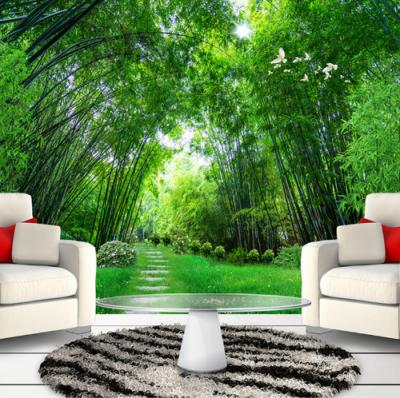 China Custom 3D Green Bamboo Wall Paper TV Background Waterproof+ECO-Friendly Printing Mural Wallpaper For Living Room Bedroom Walls for sale