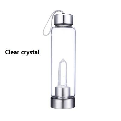 China Energy Viable Natural Crystal Hexagon Single-pointed Hexagon Stone Water Bottle Column Sports Glass Water Bottle for sale