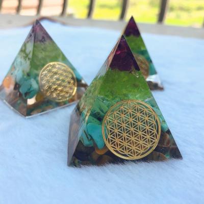 China Natural Flower of Life Orgone Healing Energy Pyramid China Gems Badge for sale