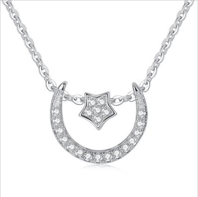 China Popular Necklaces Women 2018 Inspired Jewelry 925 Sterling Silver Necklaces With Moon Stars Pendant for sale