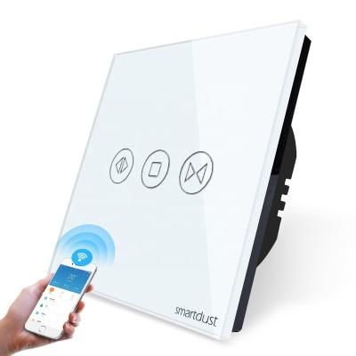 China Easy Installation EU EU Smartdust Tempered Glass Panel 1way WIFI Smart Home Tuya Ewelink Curtain Touch Control Switch for sale