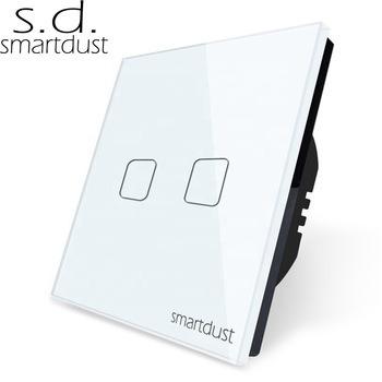 China Touch Wall Switch Electric Smartdust Height Performance 2 Band 1 Way 10A 220V Touch Screen Switch EU for sale