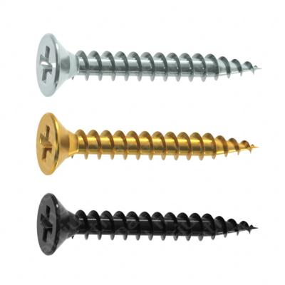 China Double Countersunk Self Tapping Chipboard Screw C1022 Yellow Galvanized Chipboard Screw for sale