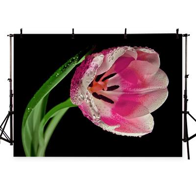 China Support customization drop shipping 3D tulips backdrop fabric photography studio props print party birthday wall decor customize wallpaper background for sale