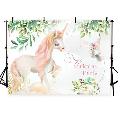 China Support Customization Drop Shipping 3D Photo Unicorn Pattern Print Thin Vinyl Customize Birthday Party Decor Photography Background Clot for sale