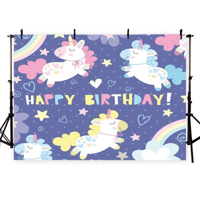 China Support Customization Drop Shipping 3D Photo Happy Birthday Background Fabric Printing Teens Party Decor Thin Vinyl Customize Photography for sale