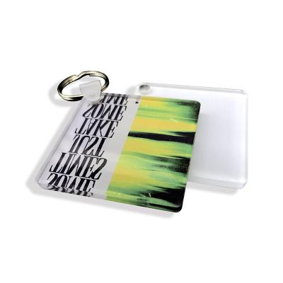 China Acrylic square shape mute key tag acrylic sublimation key chain custom printing key holder for sale