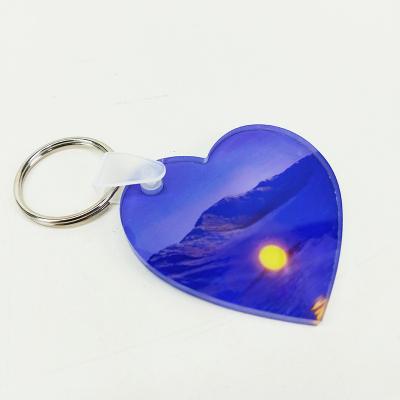 China Custom Printing Sublimation Heart Key Chain Blank Key Tag Acrylic Plastic Key Rings for sale