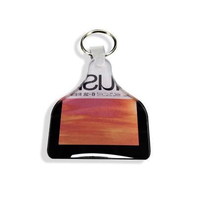 China Custom Printing Sublimation Cow Tag Key Chain Cow Ear Mark Mute Key Acrylic Tag for sale