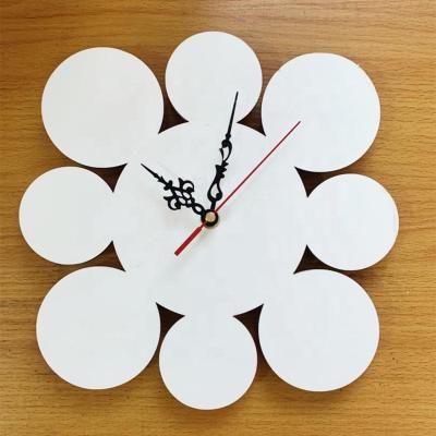 China Custom White Antique Wood Clock Wall Clock Sublimation Style Photo MDF Watch Household Items Decoration for sale