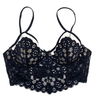 China Antibacterial Hot Selling Sexy Underwear Lace Comfort Floral Fancy Underwear Bra For Women Free Sizing for sale