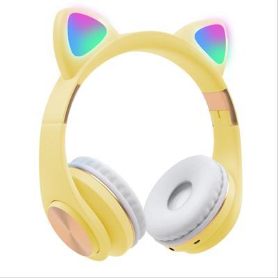 China new In-ear macaron M1 color cat ear headphones with MIC music luminescent stereo gaming wireless BT 5.0 headset earphone for sale