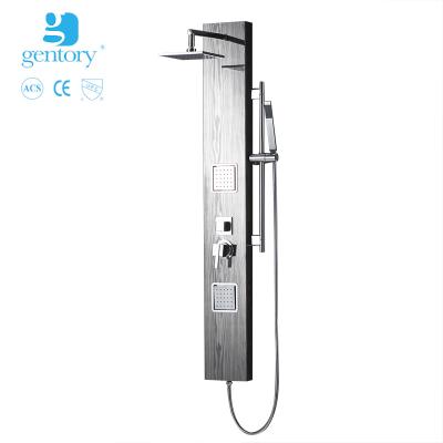 China S259 New Thermostatic Faucets Models Leak Global Shower Bathroom Black Wood Grain Finish Stainless Steel for sale