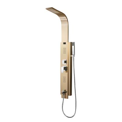 China Modern New Style GS005 Stainless Steel Shower Ducha Panel Columna Gold Elegant Shower Room for sale