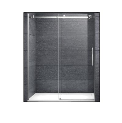 China SUMI Modern Tempered Glass Sliding System Frameless Shower Door Sliding Shower Door Brushed Nickel Chrome Black White for sale