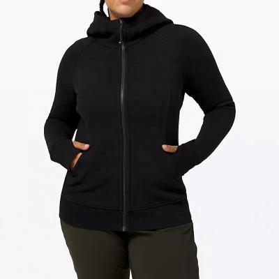 China Anti-wrinkle ready to ship women autumn and winter coat female sports running fitness yoga zipper cardigan fleece jackets mow warm hoodies for sale