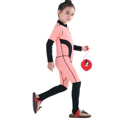 China Korean Red Breathable Hot Selling Girls Polyester Swimwear Quick-Drying Long Sleeve Swimsuit for sale