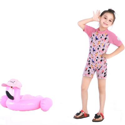 China Breathable Durable Pink Dog Zipper Cartoon Quick-Drying Polyester One Piece Swimsuit For Girls Bathing Suit for sale