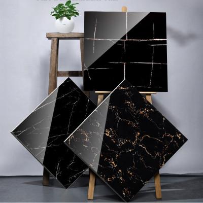 China Glazed Porcelain Texture Black Marble Tiles Metallic Black Color Tiles for sale