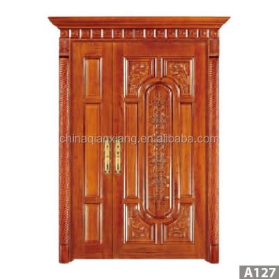 China Wooden Swing Security Double Door With Uneven Door Leaf for sale