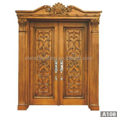 China High quality swing door antique carved wooden double door design security main door price for sale