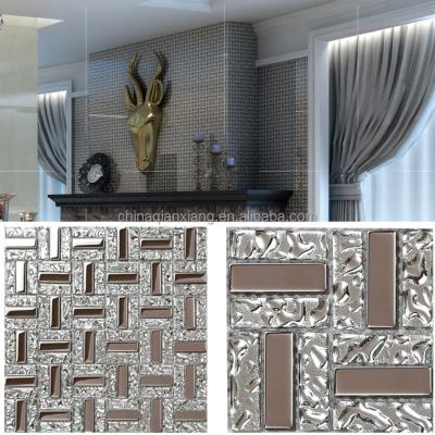 China Wall Silver 15*48mm Titanium Plating Crystal Art Glass Mosaic Tile for sale