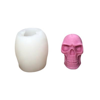 China Disposable 3D Skull Silicone Resin Mold Halloween Candle Mold for sale