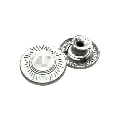 China Instant Sale Dry Cleaning Logo Engraved Matt Silver Shank Custom Metal aj Buttons and Rivets for Jeans for sale