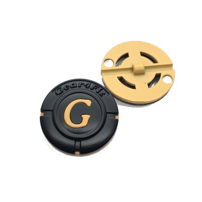 China New Design Washable Big Logo Letters Color Black Yellow Personal Custom Sewing On Metal Buttons For Clothing for sale