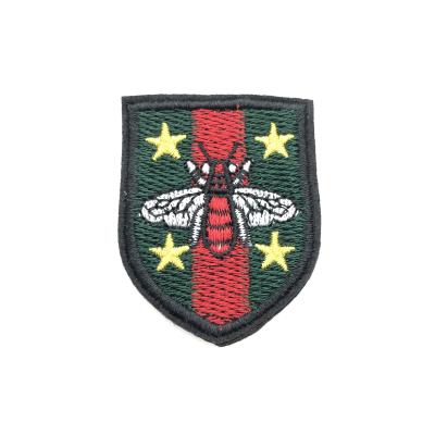 China factory direct sales 3D heat cutting sew on custom embroidered iron bee badge heat press patches for sale