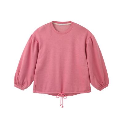 China 2022 new Anti-wrinkle hoodie with plain long sleeves pure color long sleeve loose top pink drawstring for sale