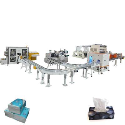 China Automatic Transfer V Fold Plastic Bag And Carton Box Drawing Facial Tissue Machine Production Line for sale