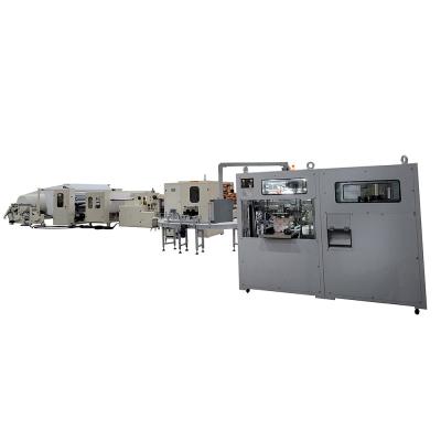 China Full automatic 48 rolls bundle packing small toilet roll paper machine production line with log saw cutter for sale