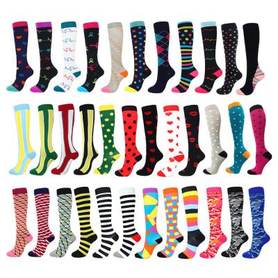 China Manufacturer Breathable Chinese Colorful Designer Sock Sports Compression Recycling Socks Long Leg Running Knee Highs Copper Low 15-20 for sale