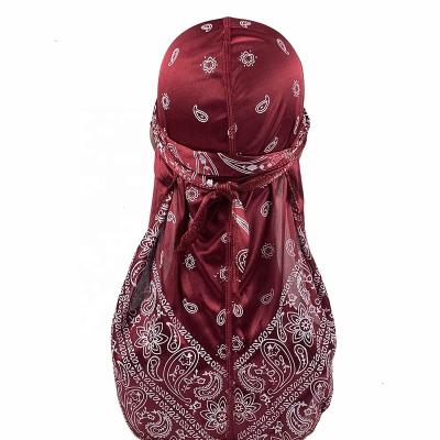 China Fashion Customized Velvet Du Rag 360 Waves Durags For Men Extra Long Velvet Straps for sale