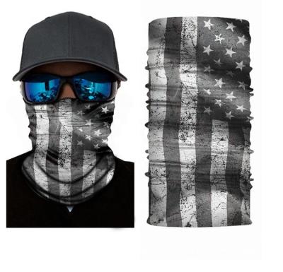 China Fashion Custom Printed Headwear Neck Cuff Scarf Camouflage Biker American Flag Protective Seamless Bandana With Filter for sale