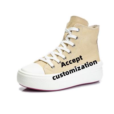 China 2022 Fashion Trend Style Women's Casual Shoes Thick Sole Glossy Canvas Sneakers Zapatos Calzados Dama Walking Shoes Vulcanize Girl Shoes for sale