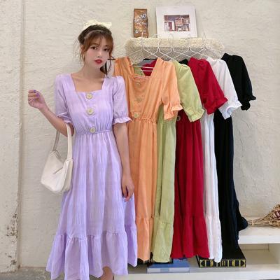 China Custom Made Anti-wrinkle Logo Pleated Skirt Round Neck Dresses Lady Elegant Casual Princess Women Dress for sale