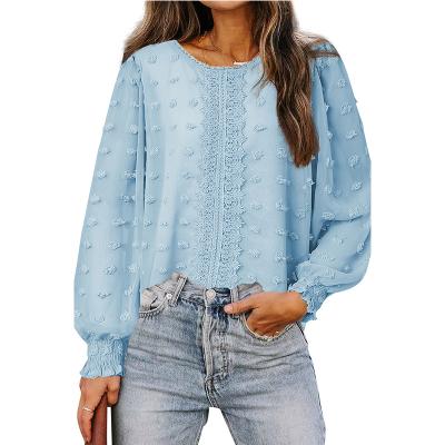 China High Quality Women's Casual Clothing Women's Long Sleeve Shirts Anti-pilling Blouses Chiffon Blouse for sale