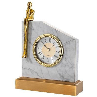 China Factory direct radio custom marble alarm clock light luxury hotel gold metal metal alarm clock home office decoration for sale