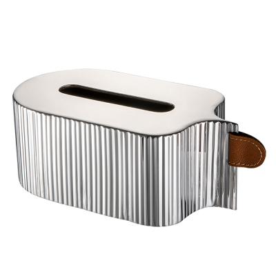 China Silver Creative Luxury Modern Guest Drawer Light Design Mirror Stainless Steel Tissue Box Decorative Tissue Box For Hotels for sale