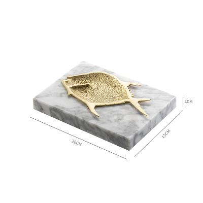 China European American home coffee table ashtray home style natural marble brass ashtray pure brass American living room high-grade model for sale