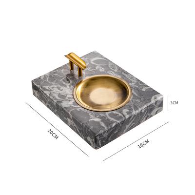 China European American home coffee table ashtray home style natural marble brass ashtray pure brass American living room high-grade model for sale