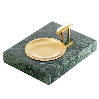 China European American home coffee table ashtray home style natural marble brass ashtray pure brass American living room high-grade model for sale